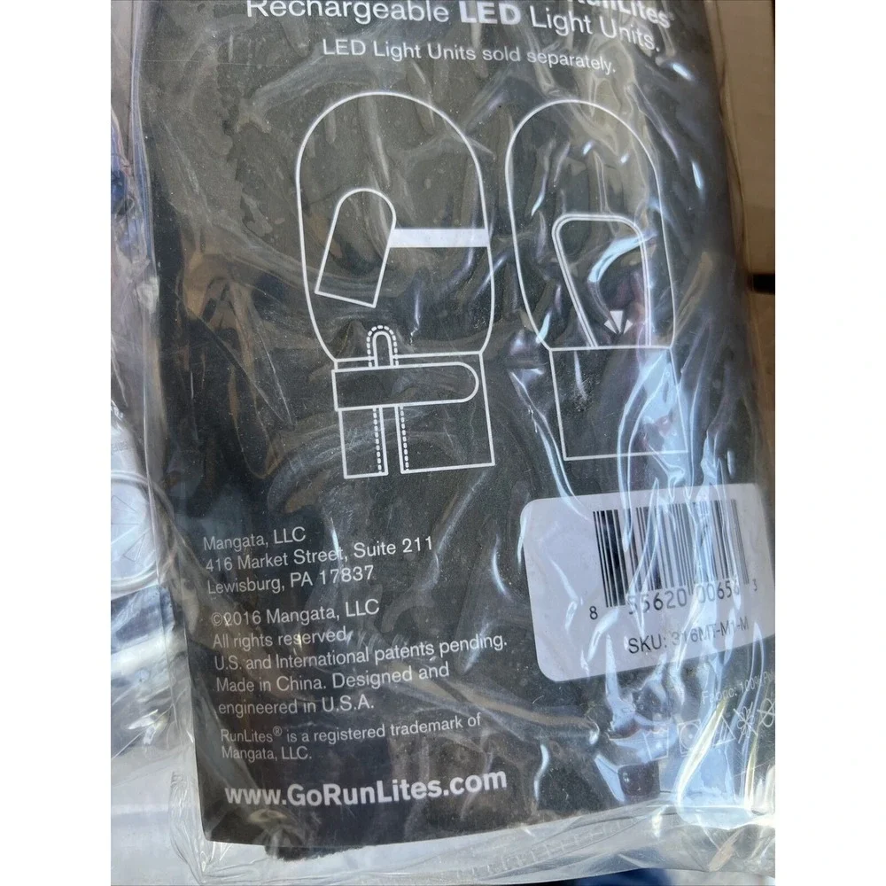 runLites Mittens Black Running Fleece Gloves size Small with battery